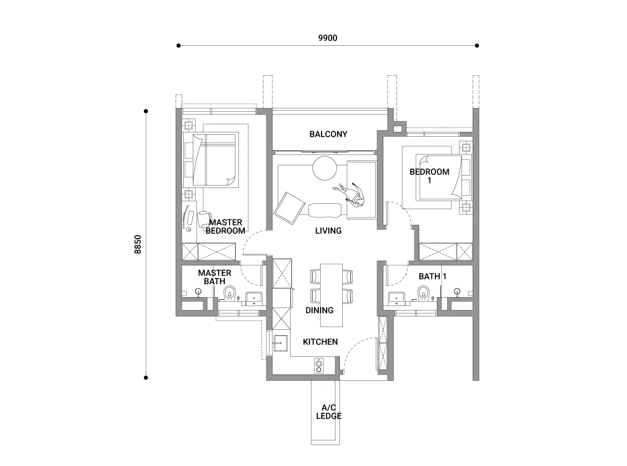 Enlace Suites I, Pantai Sentral Park — Type C floor plan (developer's material)