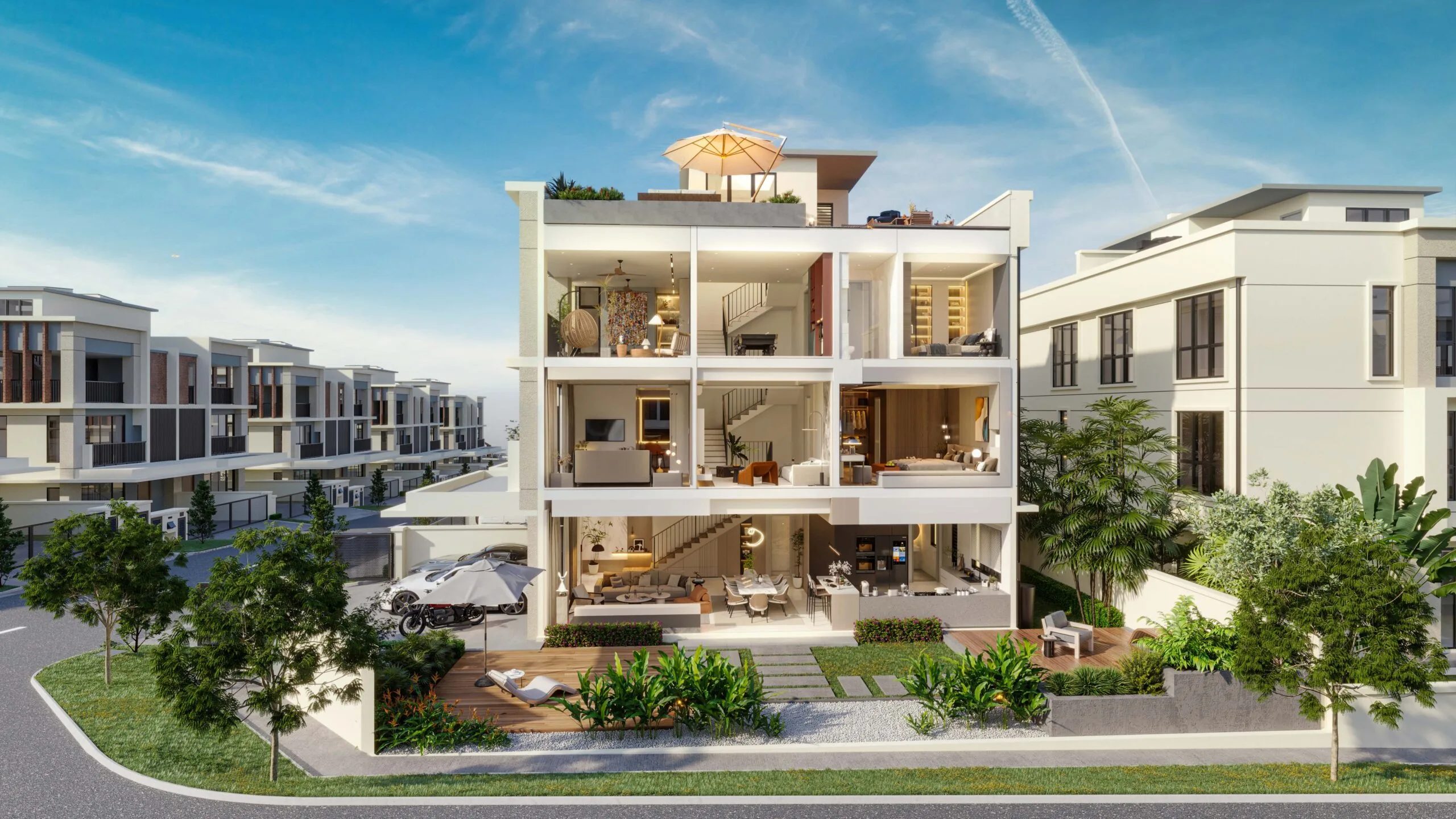 Erica Residence, Bandar Bukit Puchong — cross-section through a three-storey semi-detached home (artist's impression)