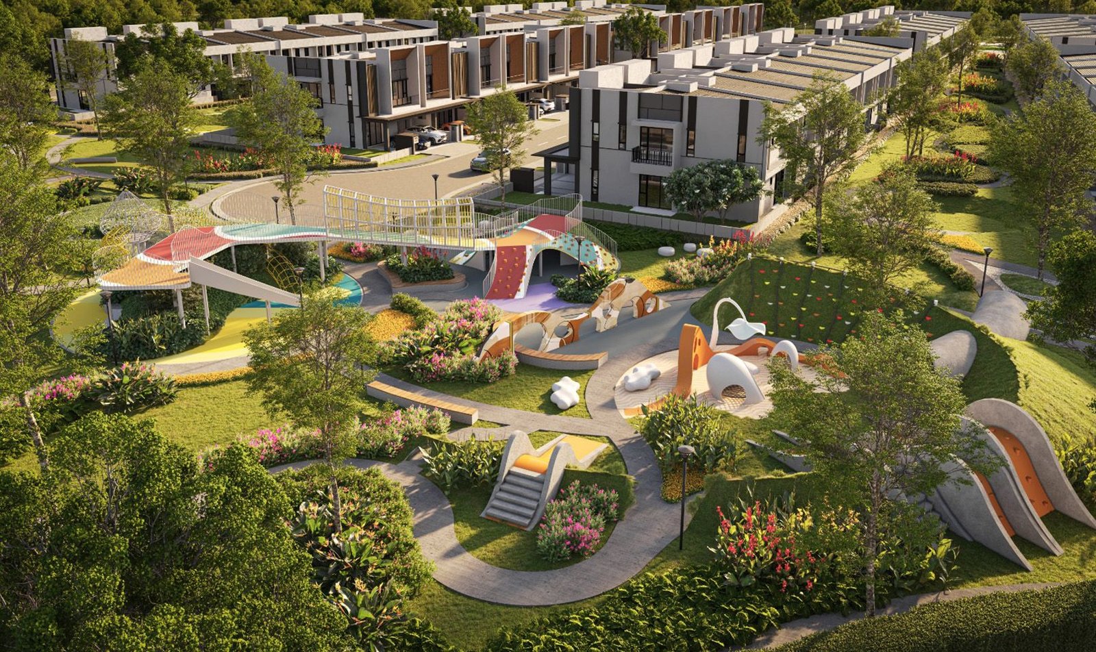 Project-attributed developer render for Heston Hills (Danau Sutera, 19124-15) whose subject is not established by any published caption or title, and which does not depict any of the township's thirteen completed phases at Heston Hills, registered Danau Sutera (KPKT project 19124-15), the currently-selling phase of Gamuda Gardens, Kuang / Rawang, Selangor by Bandar Serai Development Sdn. Bhd., Gamuda Gardens township, Daerah Gombak, Kuang, Selangor