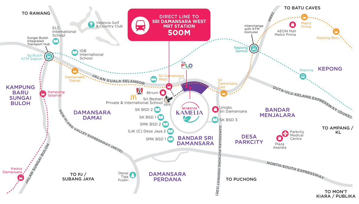 Developer’s location map at Kamelia @ Bandar Sri Damansara (Residensi Kamelia) by Sri Damansara Sdn Bhd, Bandar Sri Damansara, Petaling, Petaling Jaya, Selangor