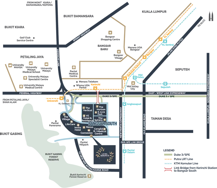 Developer location map at Laurel Residence @ Bangsar South by Sunny Uptown Sdn Bhd, Bangsar South, Kerinchi, Kuala Lumpur, Federal Territory