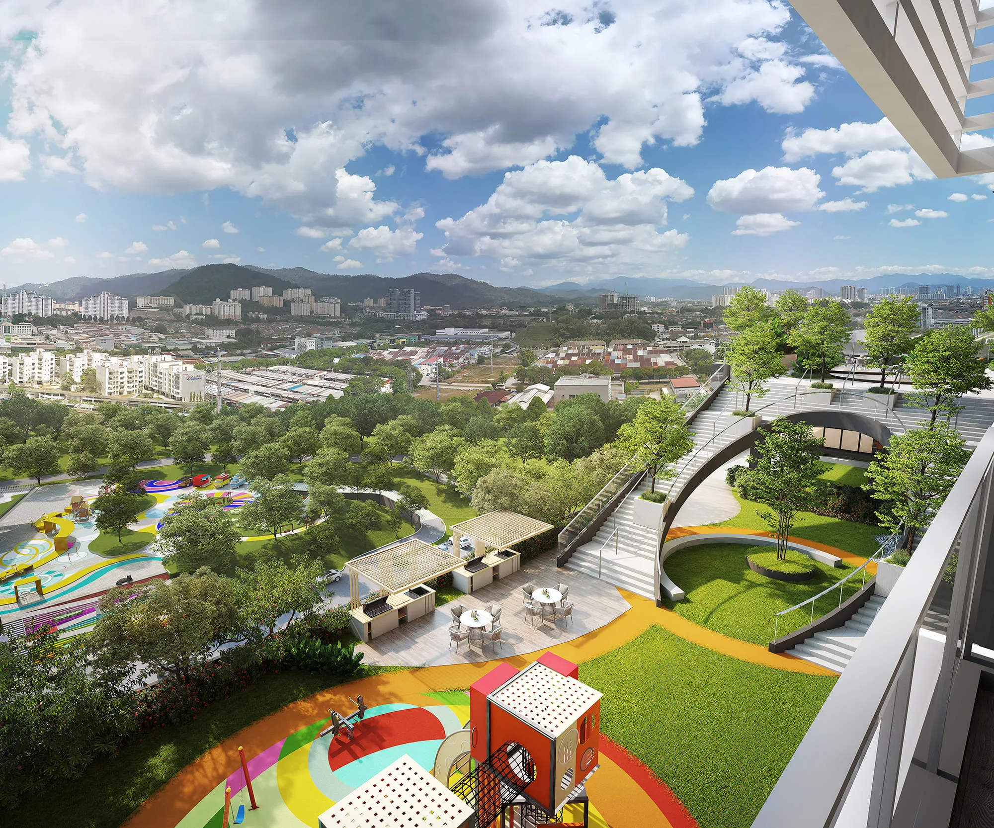 Balcony park outlook artist’s impression at Laverra @ Bandar Sri Damansara by Sri Damansara Sdn Bhd (110516-H), a subsidiary of Land & General Berhad, Bandar Sri Damansara, Petaling, Petaling Jaya, Selangor