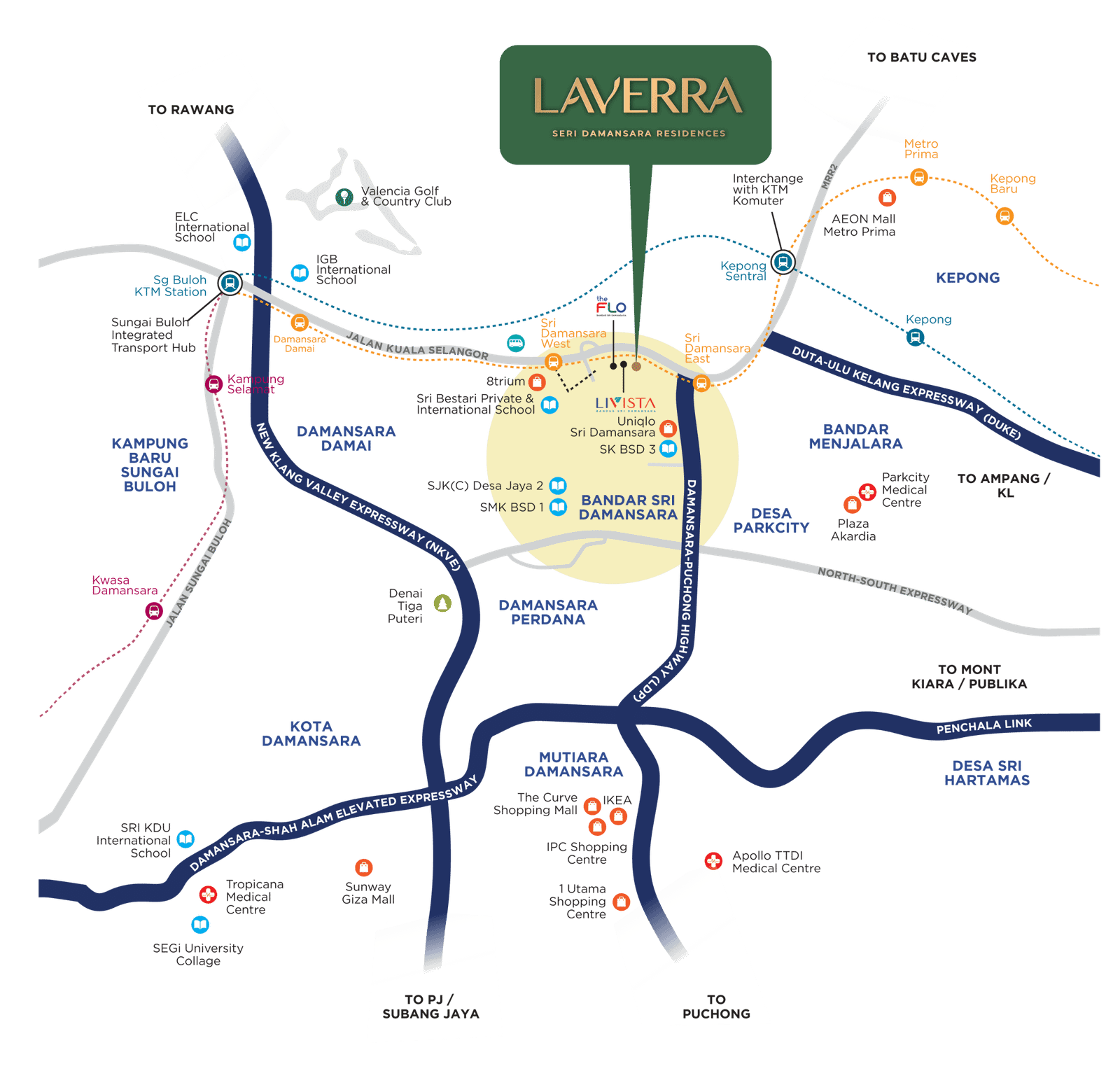 Developer’s own location map at Laverra @ Bandar Sri Damansara by Sri Damansara Sdn Bhd (110516-H), a subsidiary of Land & General Berhad, Bandar Sri Damansara, Petaling, Petaling Jaya, Selangor