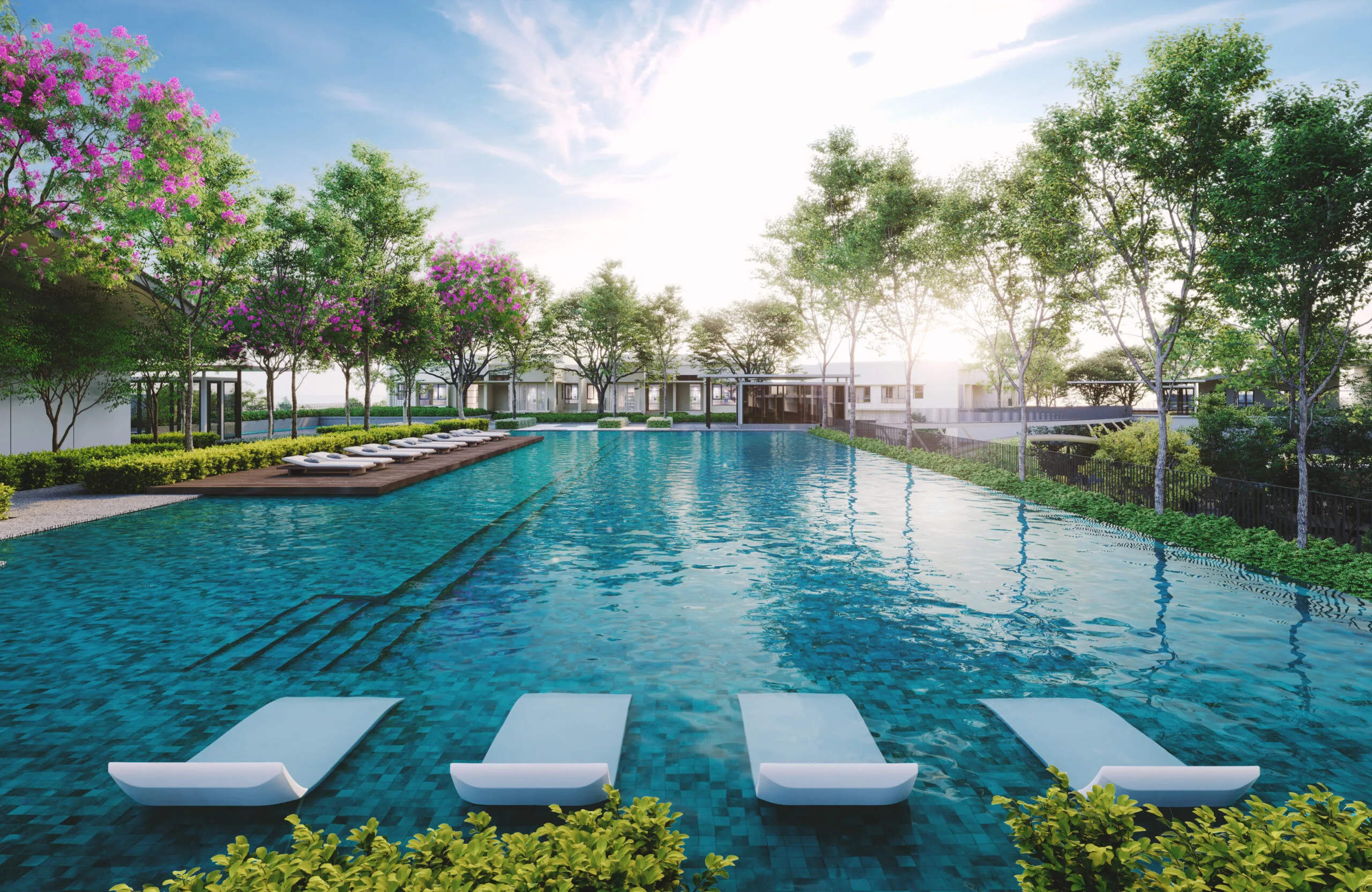 Swimming pool on the Block B facility podium at Linari @ Kwasa Damansara by Linari Damansara Sdn Bhd, Kwasa Damansara township, Petaling district, Shah Alam, Selangor
