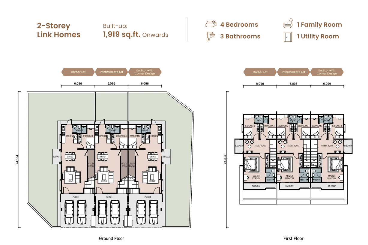 Type B floor plan on a 20 by 80 foot lot at Majestic Flora, registered as Residensi Flora, Semenyih, Hulu Langat district, Selangor