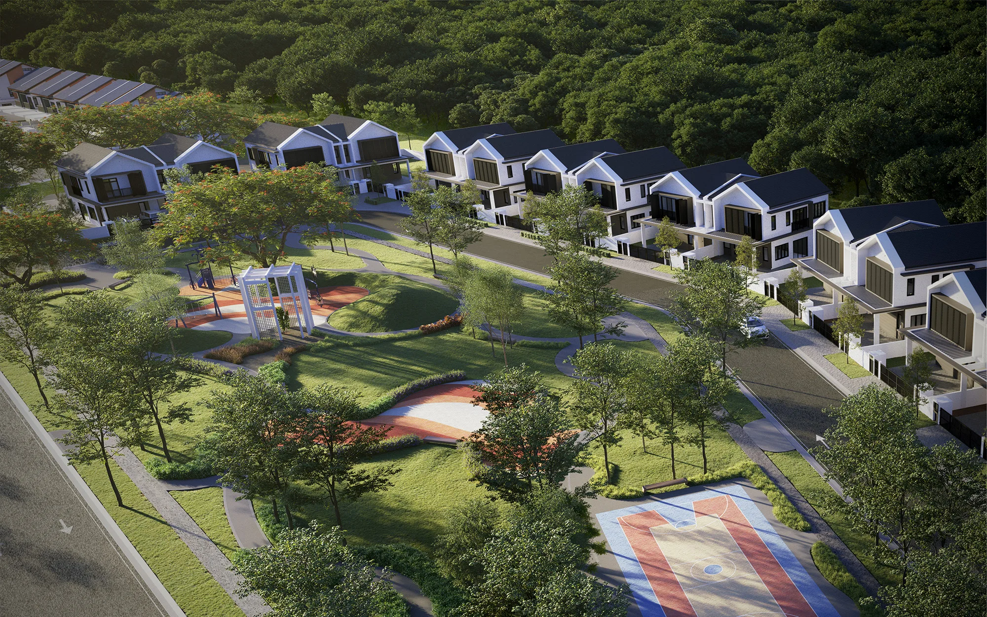 Playground, drone view at Myra Saujana @ Dengkil by OIB Properties (PRV) Sdn Bhd, Taman Desa Jenderam Hilir, Mukim Dengkil, Daerah Sepang, Selangor