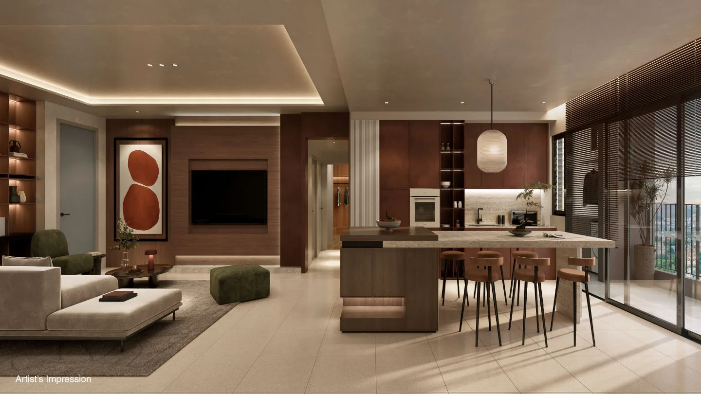 Living room interior at Myra Senja @ Subang 2 by Myra Land Sdn Bhd, Pekan Baru Subang, Daerah Petaling, Shah Alam, Selangor