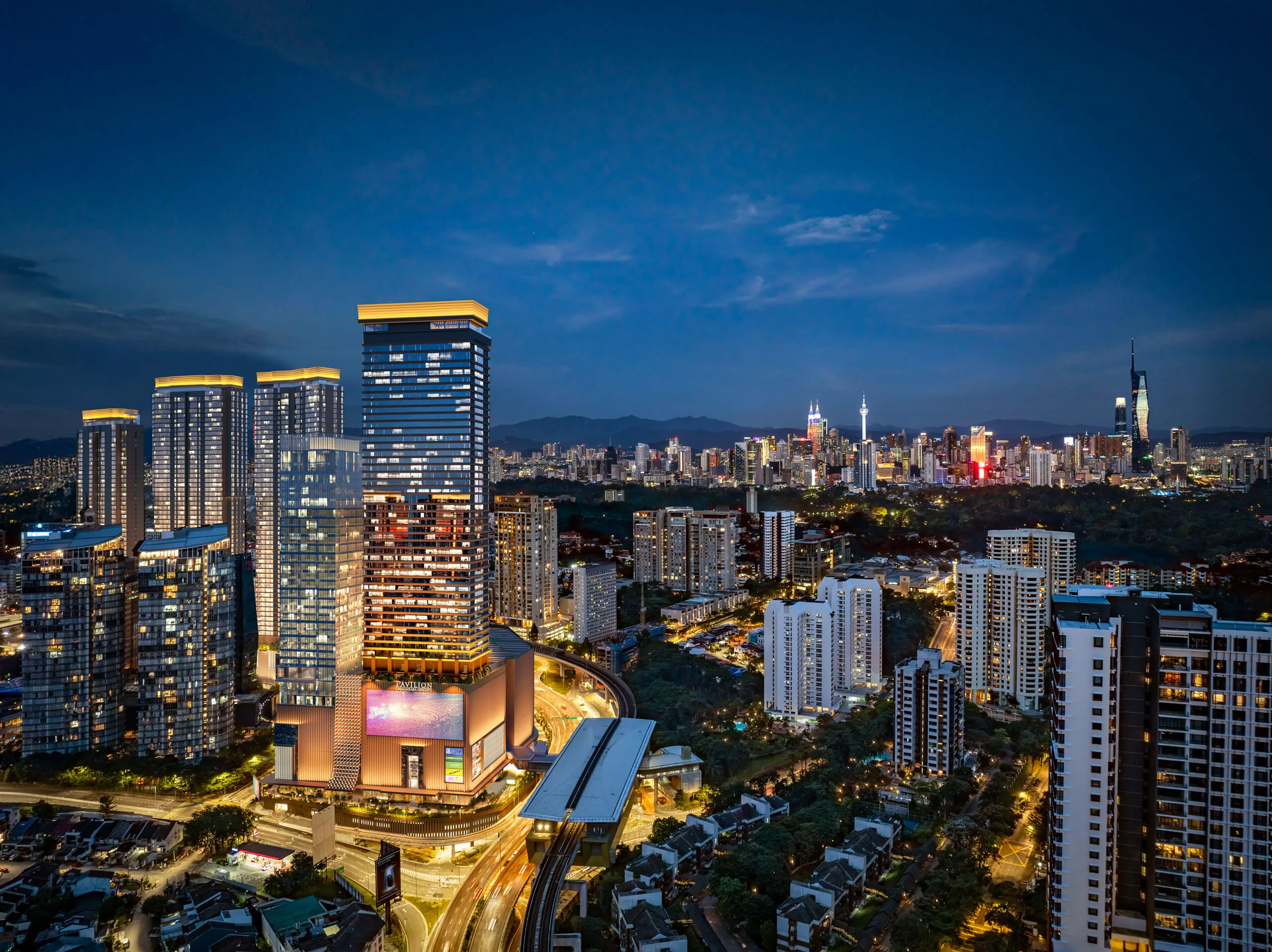 Artist impression of the Royal Suites skyline view at Pavilion Damansara Heights Phase 2 by Jendela Mayang Sdn Bhd, Pusat Bandar Damansara, Damansara Heights, Kuala Lumpur, Federal Territory of Kuala Lumpur