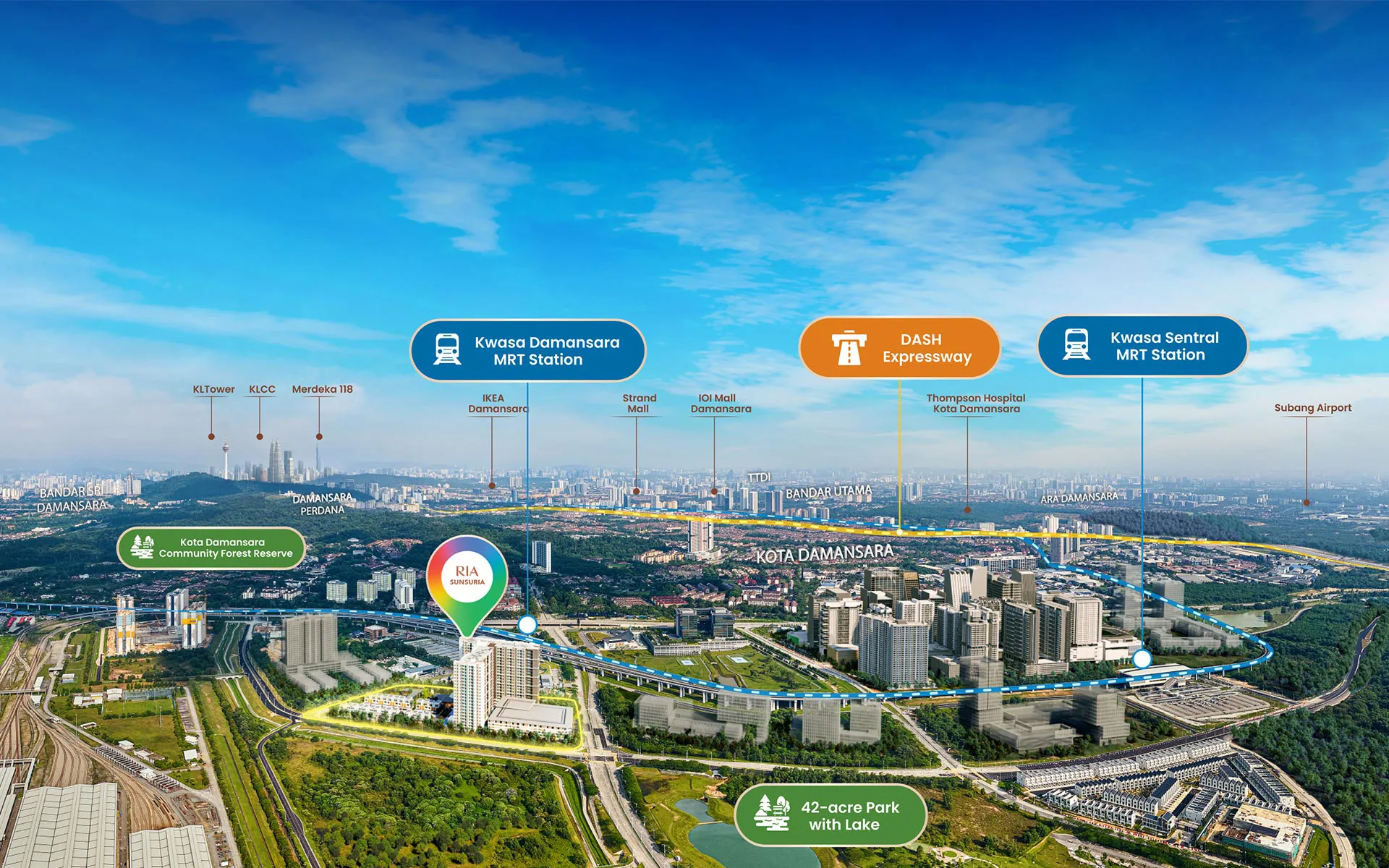 Developer location and masterplan map at RIA Sunsuria @ Kwasa Damansara by Sunsuria Damansara Sdn Bhd, Kwasa Damansara, Petaling, Shah Alam, Selangor