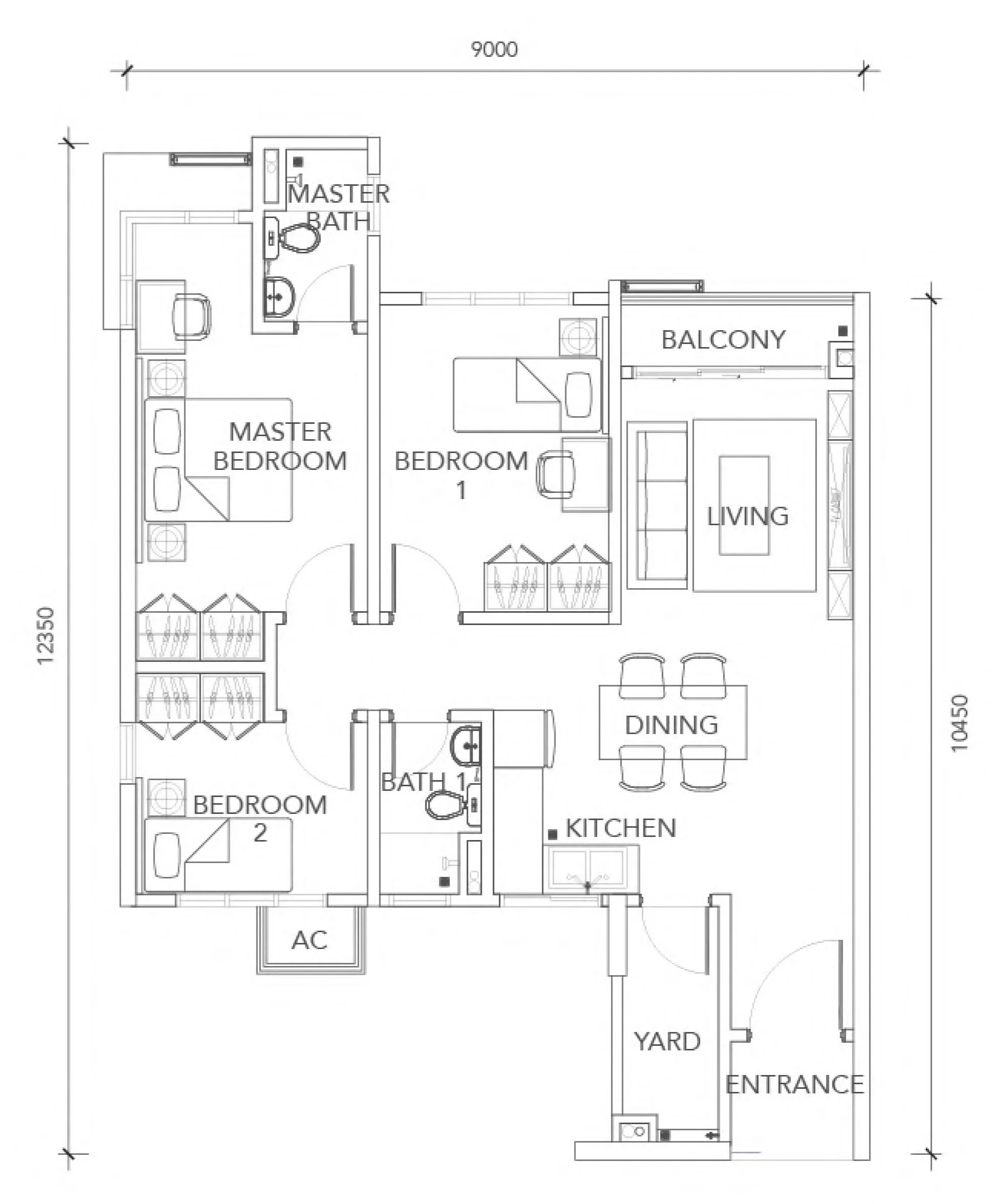Layout types D, D1, E, E1, F and F1 at Residensi Dedaun by UDA Land Sdn Bhd, Bandar Tun Hussein Onn, Hulu Langat, Cheras, Selangor