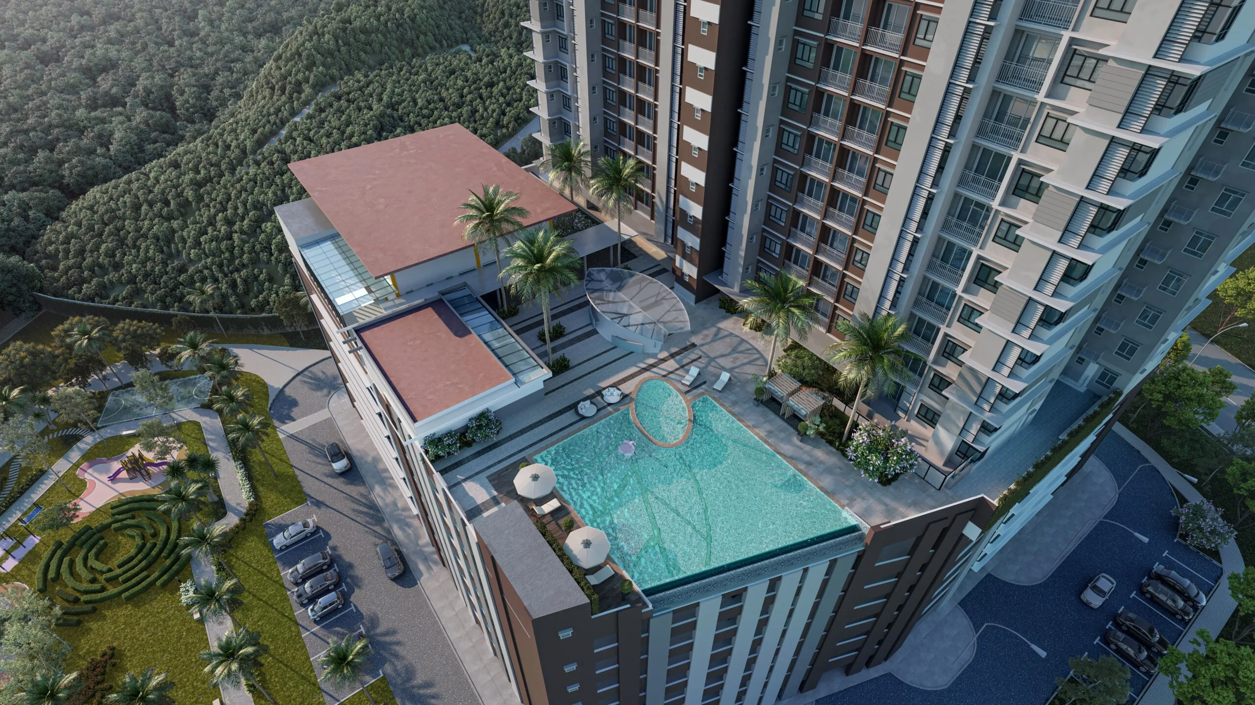 Podium facility deck at Residensi Dedaun by UDA Land Sdn Bhd, Bandar Tun Hussein Onn, Hulu Langat, Cheras, Selangor