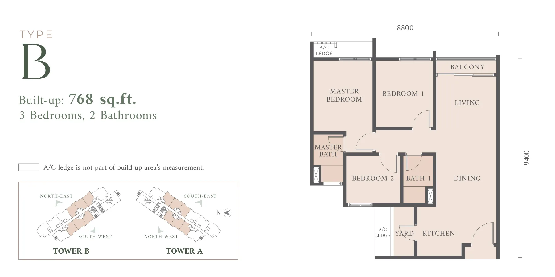 SCP Westfield Residences, USJ 1 Subang Jaya — Type B layout plan