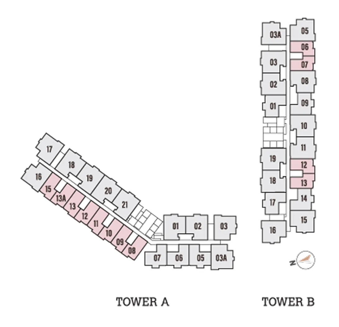 Type A unit position and block key plan at Skyline Kuchai by L & T Realty Sdn. Bhd., Kuchai Lama, Daerah Kuala Lumpur, Kuala Lumpur, Wilayah Persekutuan Kuala Lumpur