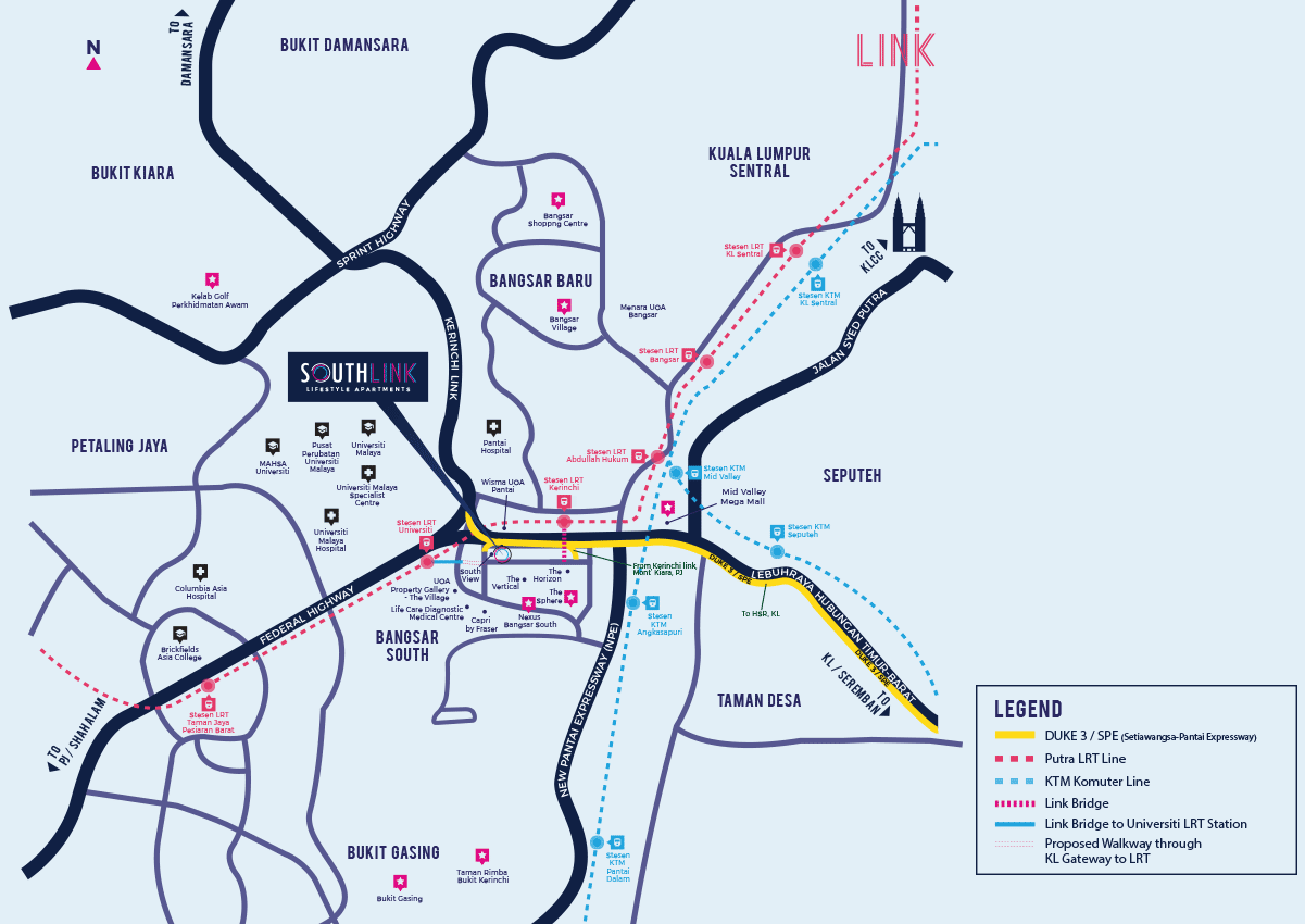 Developer location map graphic at South Link Lifestyle Apartments @ Bangsar South by Citra Jaya Sejahtera Sdn Bhd, Bangsar South, Kuala Lumpur, Kuala Lumpur, Federal Territory