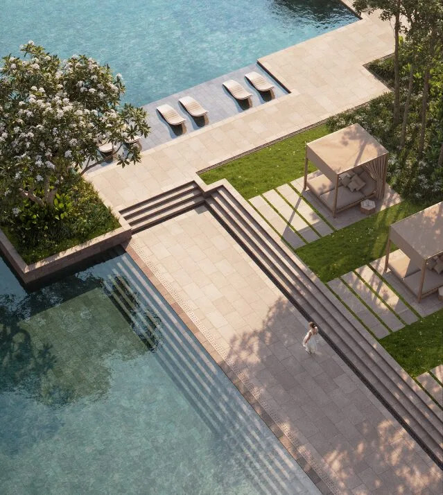 The Eden Club pool and landscaped deck, artist’s impression at EDEN Taman Duta (registered RESIDENSI EDEN) by BRDB Developments Sdn Bhd, Jalan Gallagher, Taman Duta / Bukit Tunku, Daerah Kuala Lumpur, Kuala Lumpur, Wilayah Persekutuan