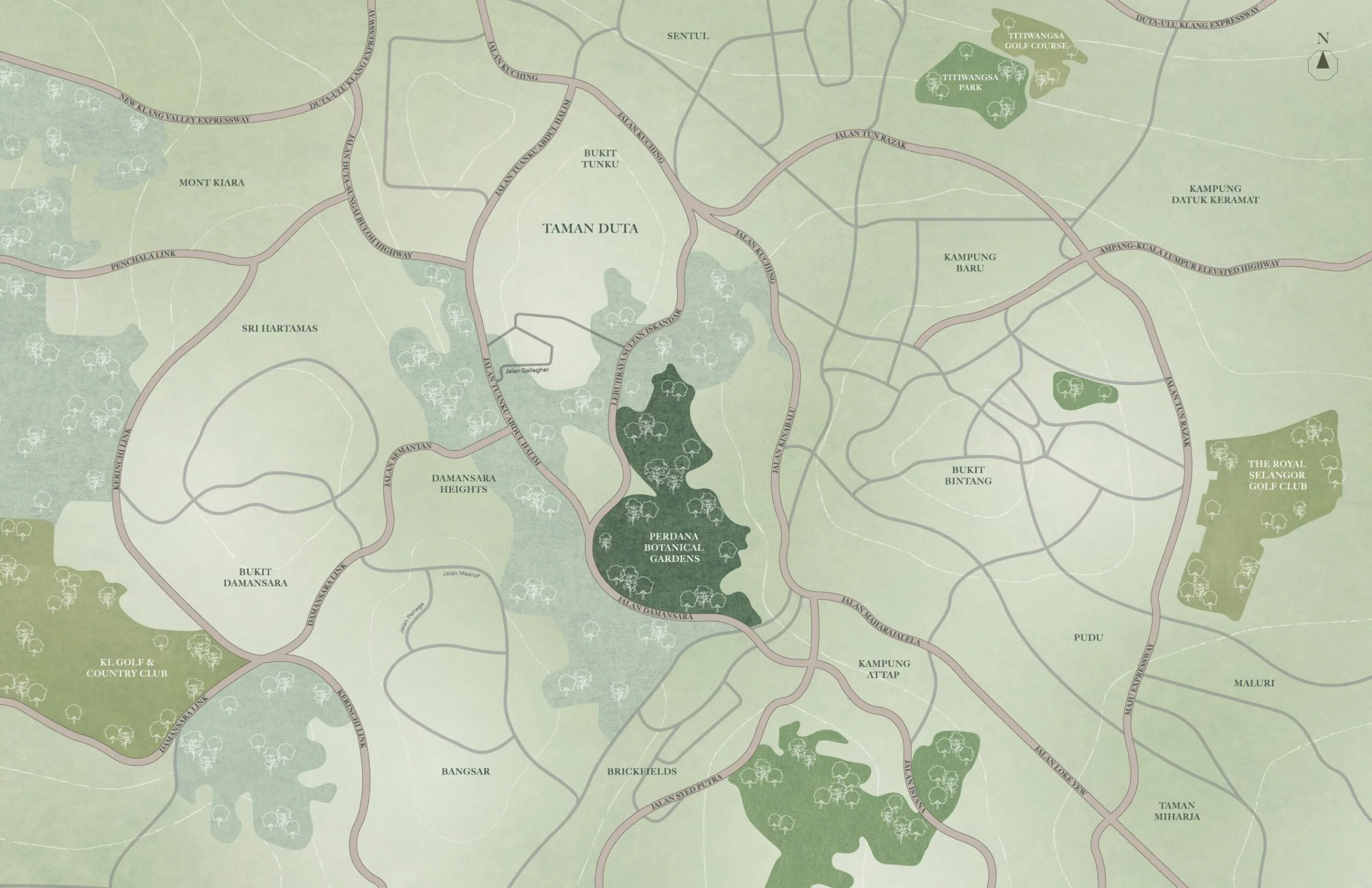 Developer’s published location map graphic at EDEN Taman Duta (registered RESIDENSI EDEN) by BRDB Developments Sdn Bhd, Jalan Gallagher, Taman Duta / Bukit Tunku, Daerah Kuala Lumpur, Kuala Lumpur, Wilayah Persekutuan