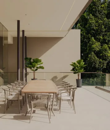 Outdoor terrace dining setting, artist’s impression at EDEN Taman Duta (registered RESIDENSI EDEN) by BRDB Developments Sdn Bhd, Jalan Gallagher, Taman Duta / Bukit Tunku, Daerah Kuala Lumpur, Kuala Lumpur, Wilayah Persekutuan