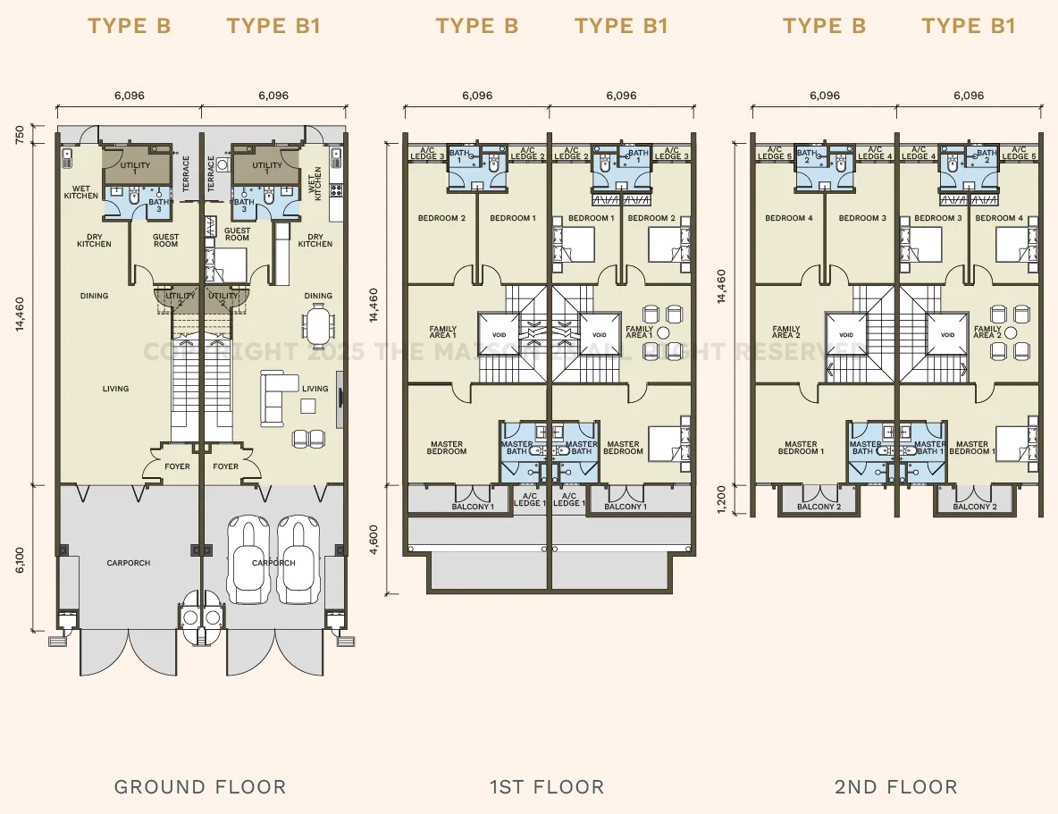 Type B and B1 plan at The Maison 23 by PV M6 Sdn. Bhd., Taman Bukit Mandarina, Cheras, Kuala Lumpur, Wilayah Persekutuan Kuala Lumpur