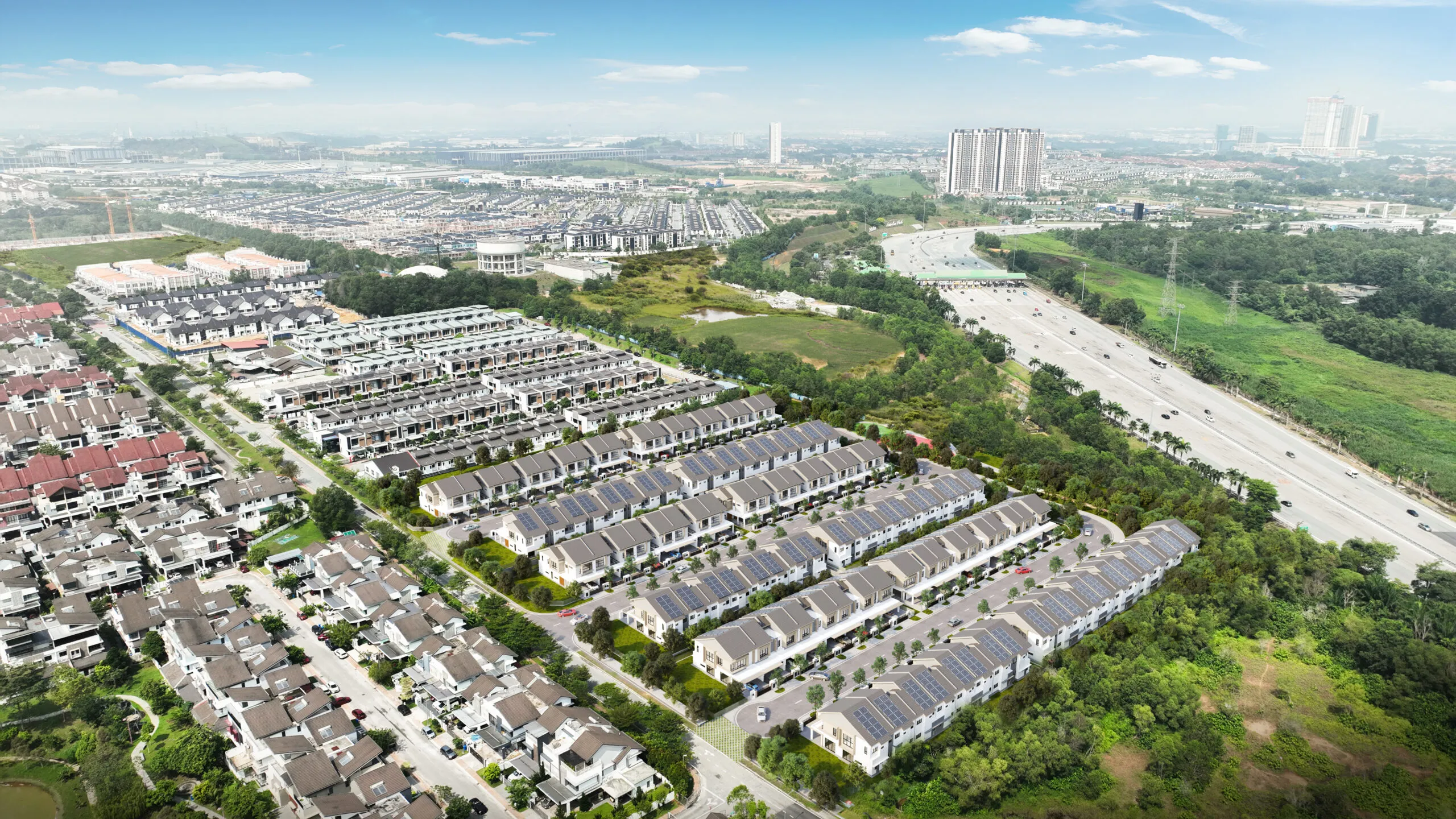 Aerial view of the scheme, confirmed by the developer content management system as Aerial View_FA at Tilia, Encorp Cahaya Alam, Seksyen U12, Shah Alam, Selangor, by Must Ehsan Development Sdn Bhd