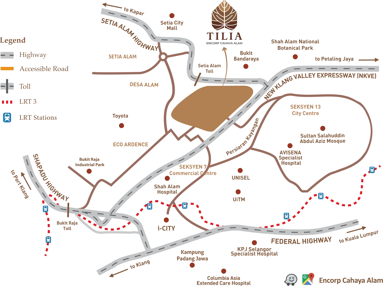 Location map, inferred from the filename and page placement because the developer published no alt text at Tilia, Encorp Cahaya Alam, Seksyen U12, Shah Alam, Selangor, by Must Ehsan Development Sdn Bhd