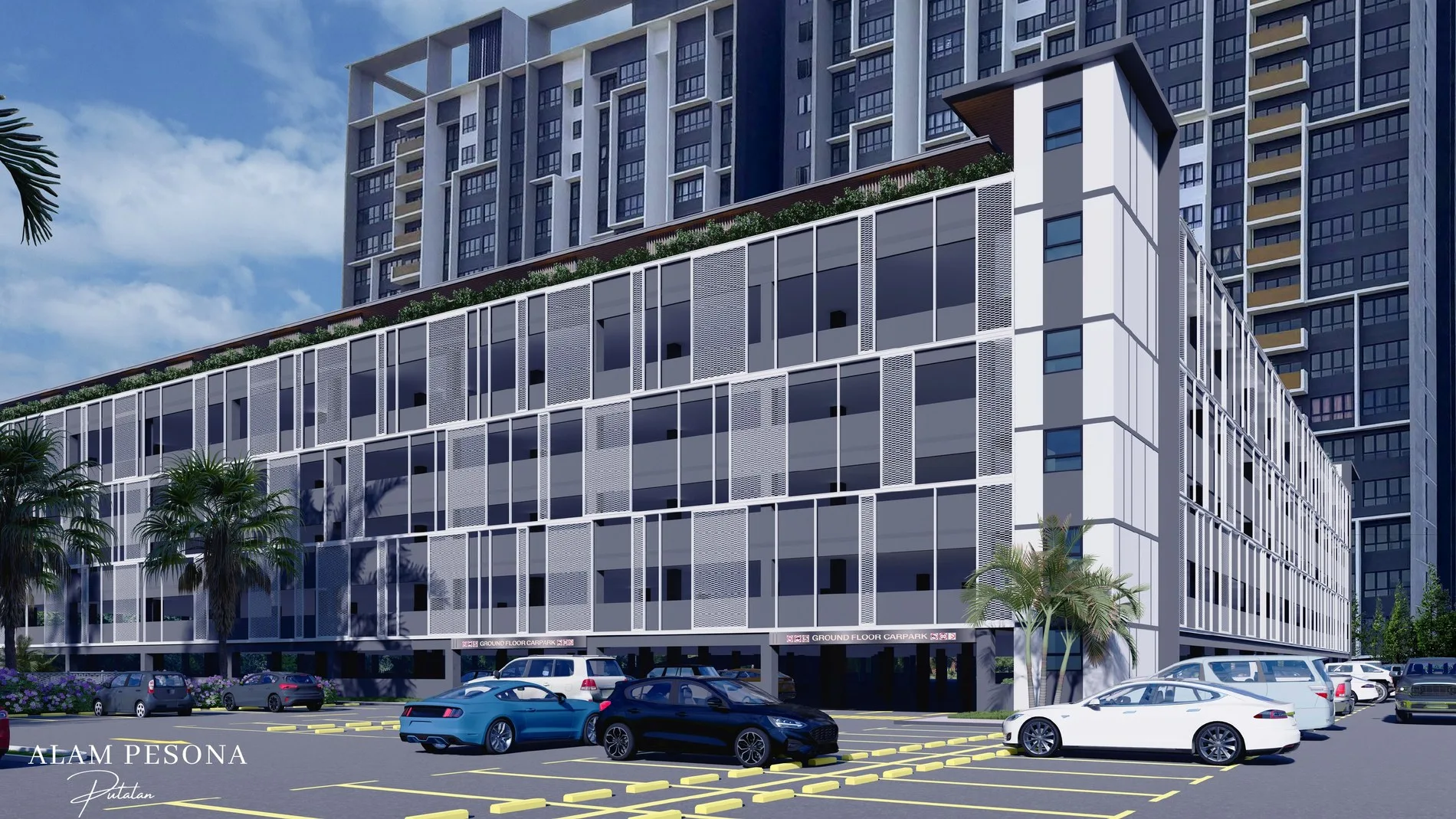 Artist’s impression: the car park podium, from the developer’s brochure at Alam Pesona Phase 2 (Sapphire), Putatan, Sabah
