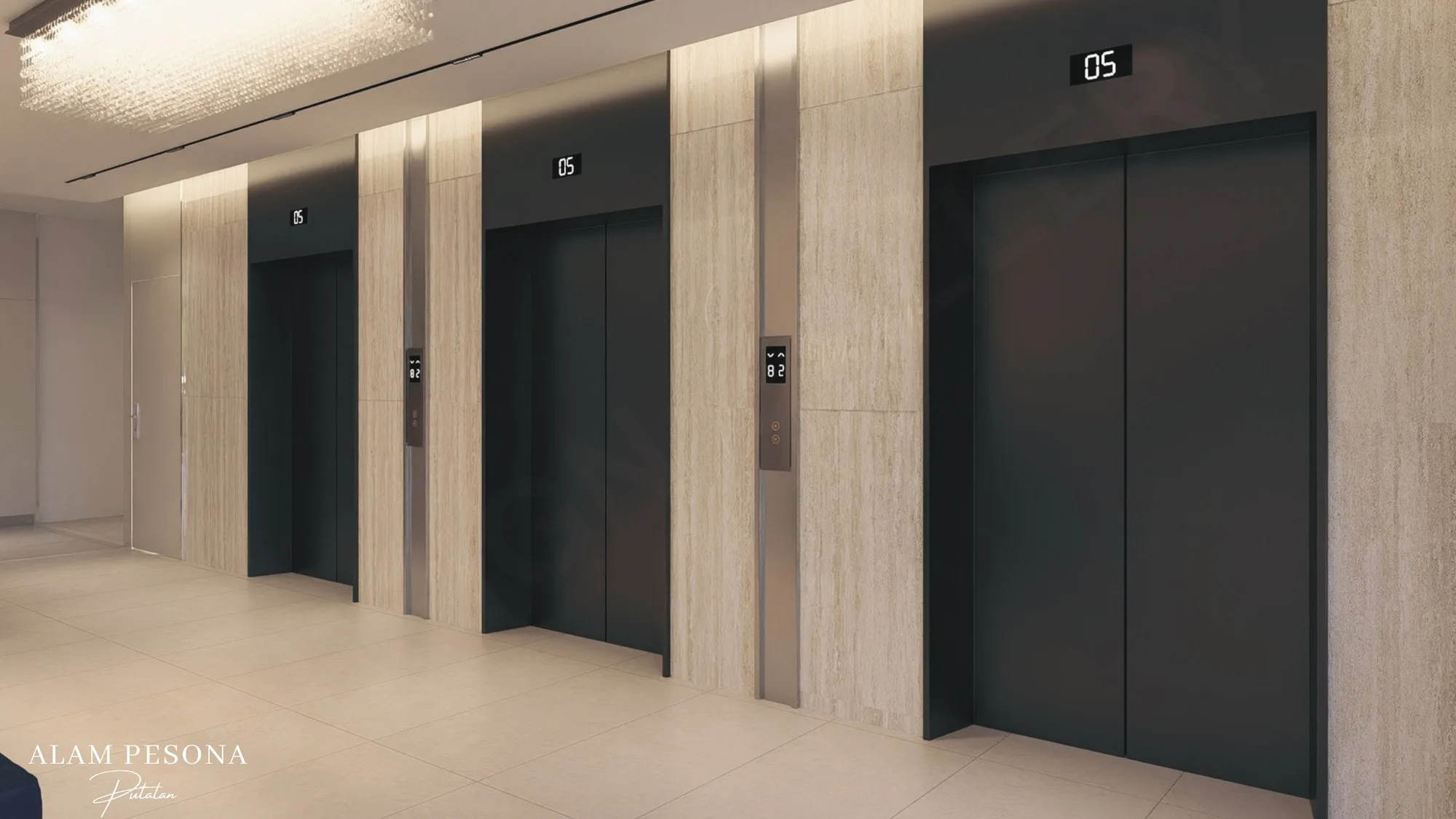 Artist’s impression: the Sapphire Tower lift lobby, from the developer’s brochure at Alam Pesona Phase 2 (Sapphire), Putatan, Sabah