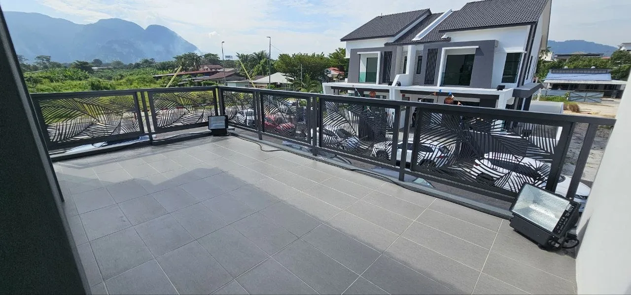 Open first-floor balcony of the terrace show unit at Ampang Cove by LYS Realty Sdn Bhd, Ampang, Ipoh, Perak