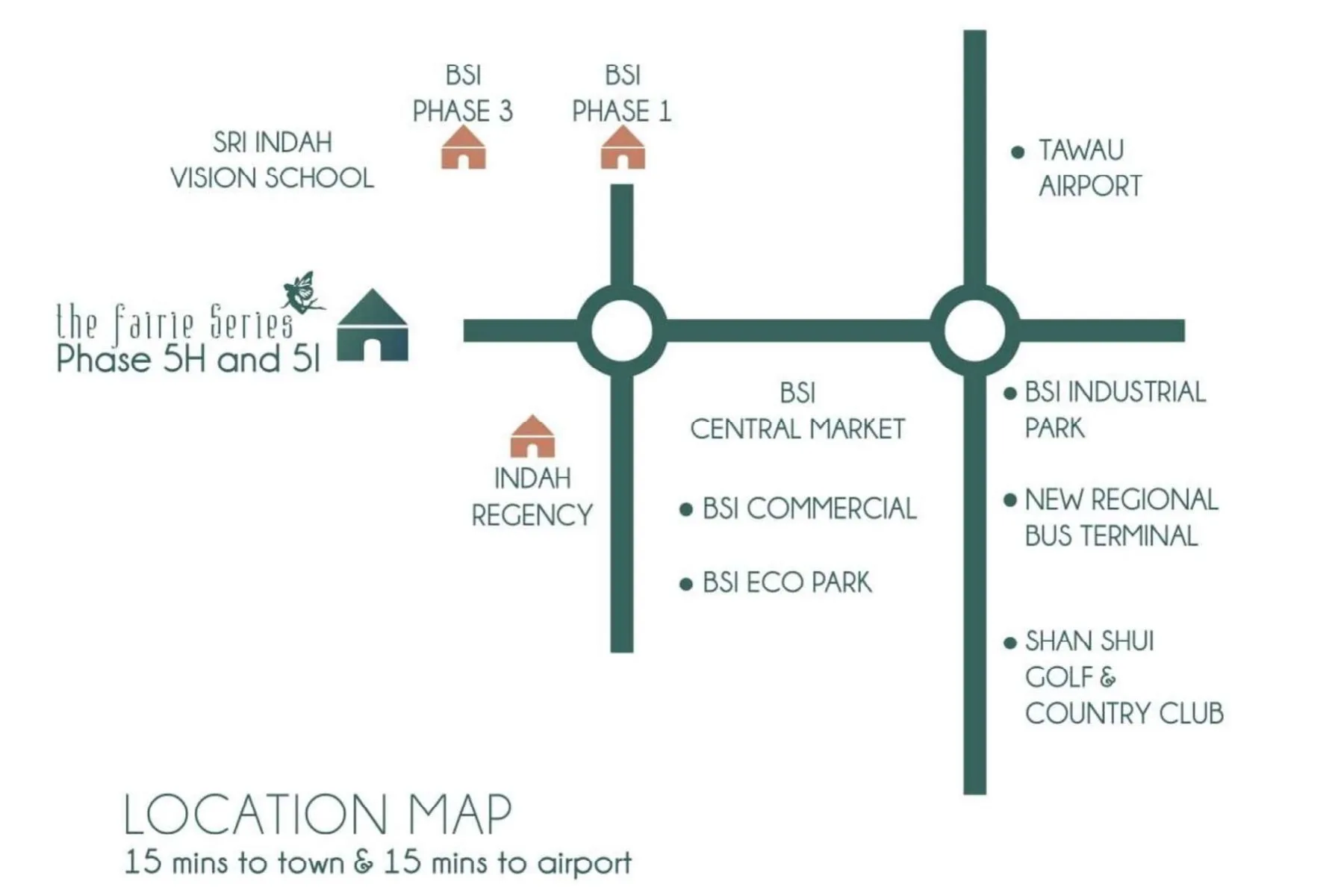 Location map of Phase 5H and 5I within Bandar Sri Indah, from the developer’s brochure at Bandar Sri Indah, Jalan Apas, Tawau, Sabah