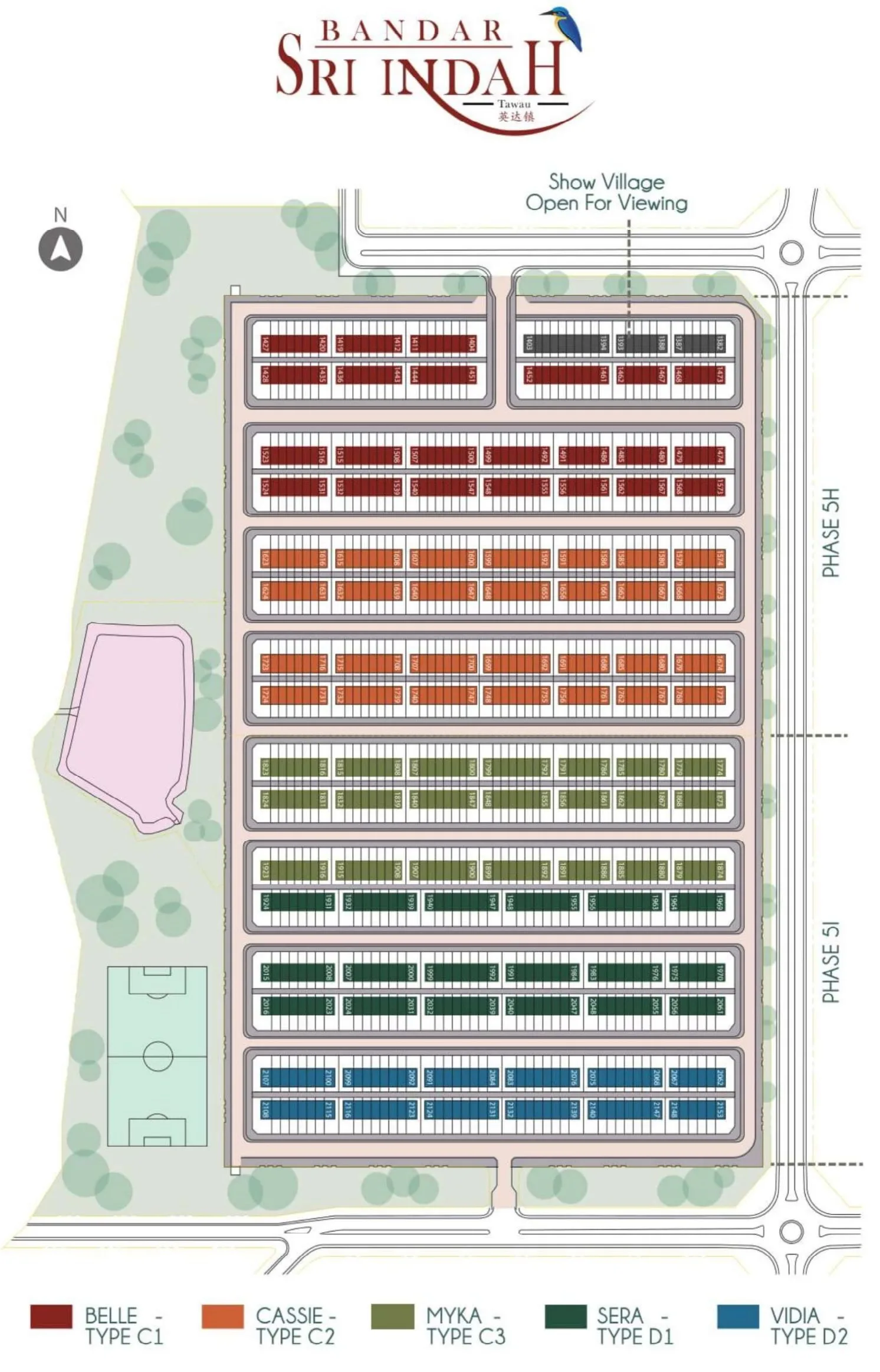 Bandar Sri Indah Phase 5H and 5I development plan with lot numbers at Bandar Sri Indah, Jalan Apas, Tawau, Sabah