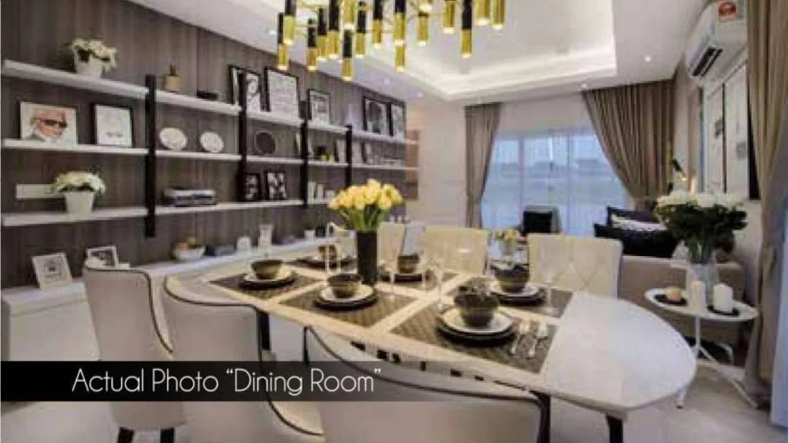 Furnished show-house dining room, photograph from the developer’s brochure at Bandar Sri Indah, Jalan Apas, Tawau, Sabah