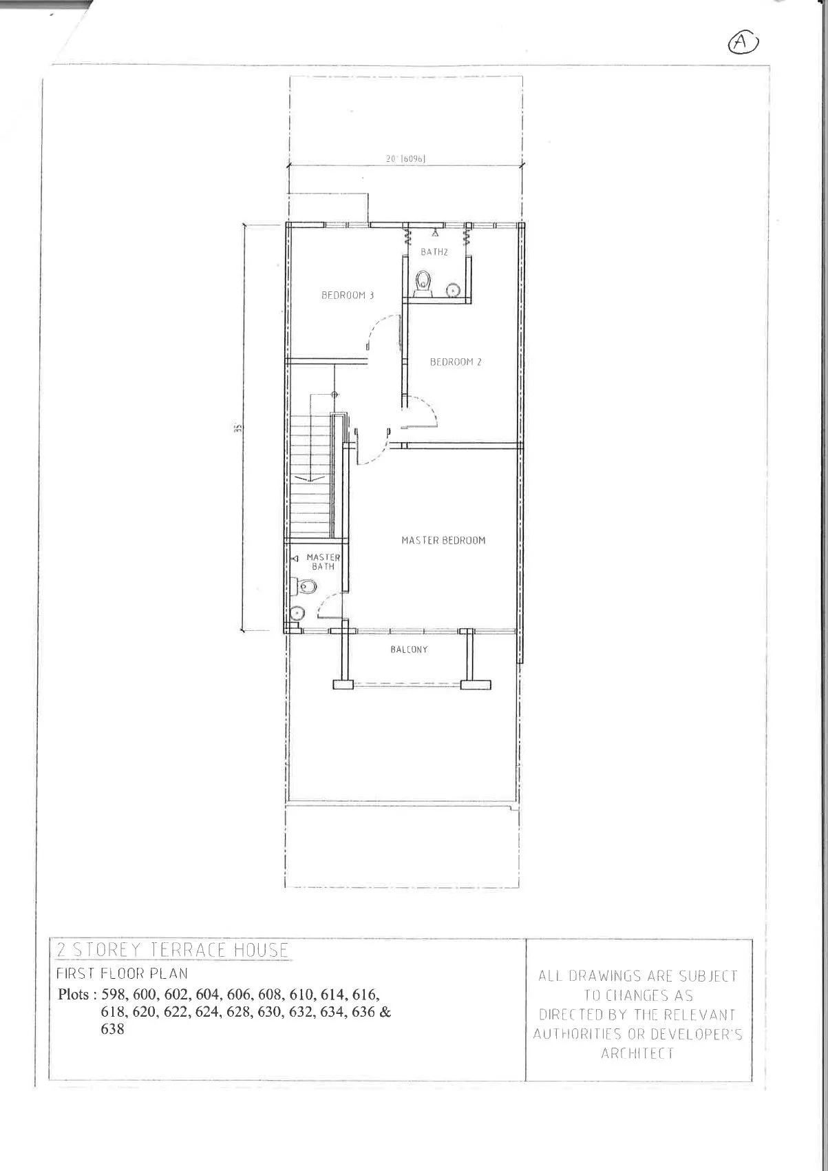 First floor plan of the standard intermediate terrace house at Banyan Kayangan, Lahat, Ipoh