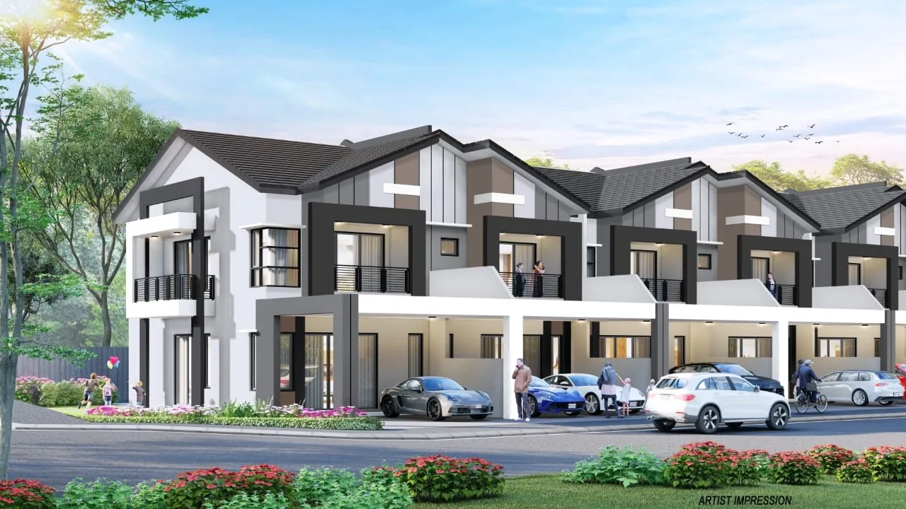 Double-storey terrace houses at Banyan Kayangan by Excellent Realty Sdn Bhd, Waterfront City, Lahat, Ipoh, Perak (artist's impression)