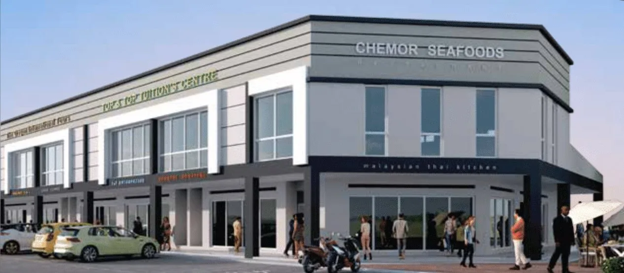 Artist's impression of the 1&frac12;-storey shop offices with corner unit at Chemor Setia by Perumahan Ehsan Sdn Bhd, Chemor, Ipoh, Perak