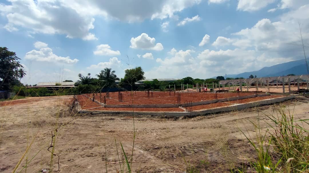 Foundation outline of a Chemor Setia shop block by Perumahan Ehsan Sdn Bhd, Chemor, Ipoh, Perak