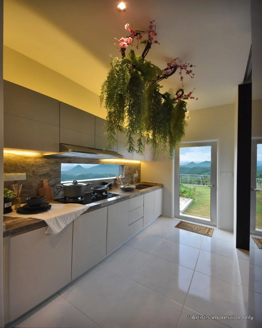 Furnished kitchen in the Sierra Beringin show house, marked artist's impression, Gopeng, Perak