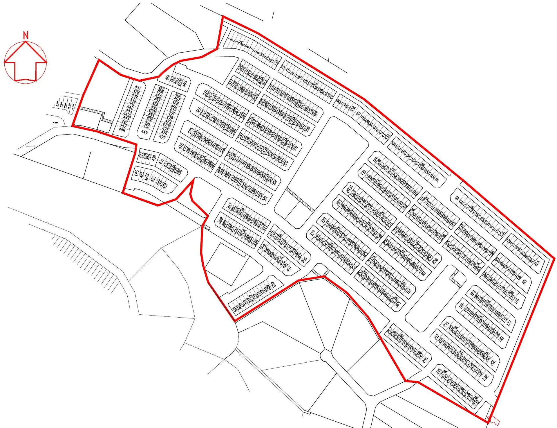 Lot layout plan of Sierra Beringin (Taman Raia Utama) with lot numbers and site boundary, Gopeng, Perak