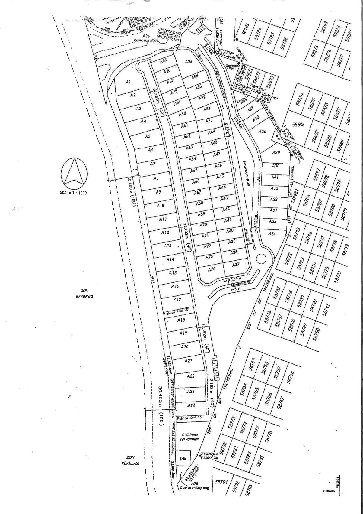 Layout plan of Clearwater Bay Resort lots A1 to A74 by Sunrise Palace Sdn Bhd, Waterfront City, Bandar Lahat Mines, Lahat, Ipoh, Perak