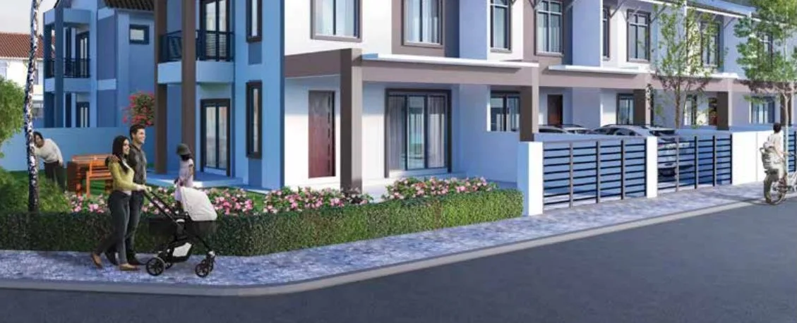 Artist's impression of the double-storey cluster terrace street at Desa Park Chemor by Falim Development Sdn Bhd, Chemor, Ipoh, Perak