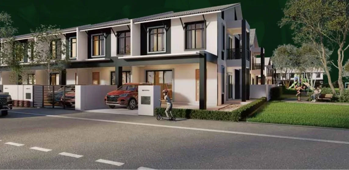 Artist's impression of double-storey cluster terrace houses at Desa Park Chemor Phase 2 by Falim Development Sdn Bhd, Chemor, Ipoh, Perak