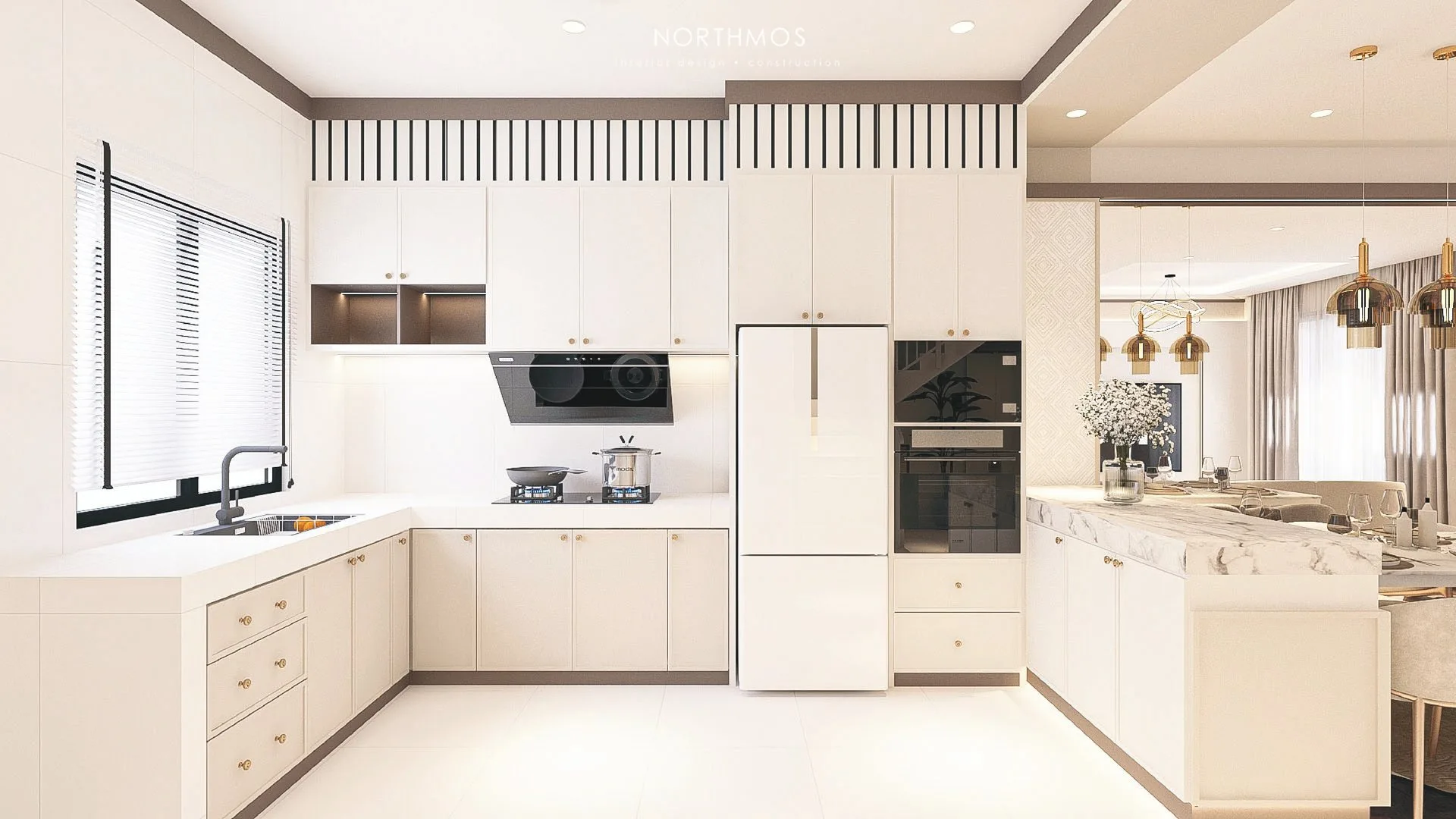 Show house interior design render of the dry and wet kitchen at Desa Park Chemor Phase 2 by Falim Development Sdn Bhd, Chemor, Ipoh, Perak