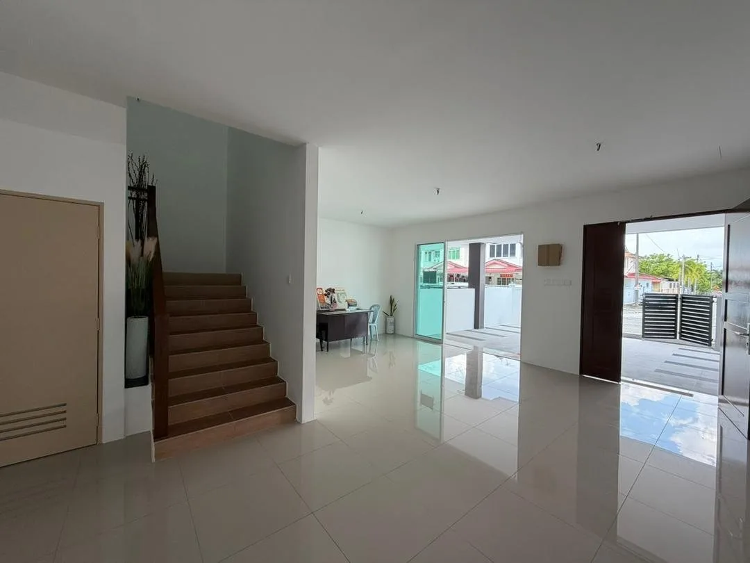 Ground-floor living area and staircase in the Desa Rishah Indah show house, Desa Rishah, Ipoh, Perak