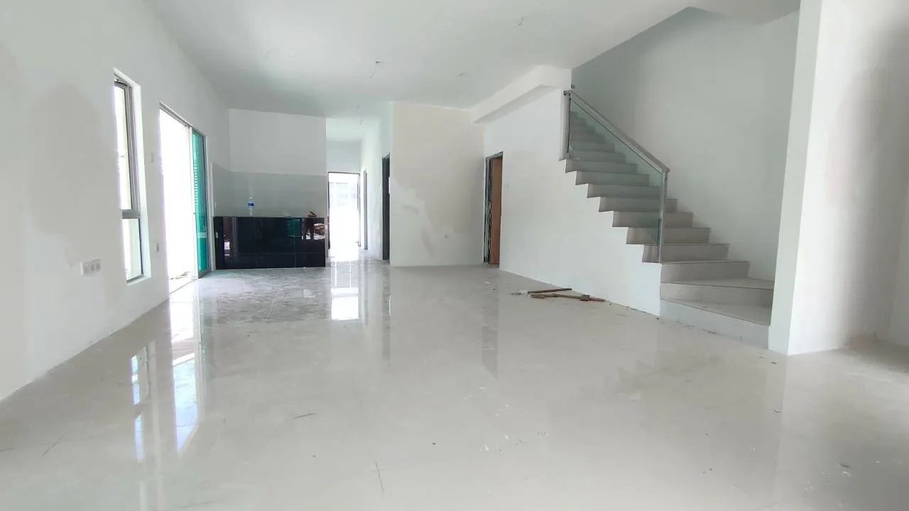 Living and dining area of a completed double-storey terrace house at Desa Tekkah Sentosa, Taiping, Perak