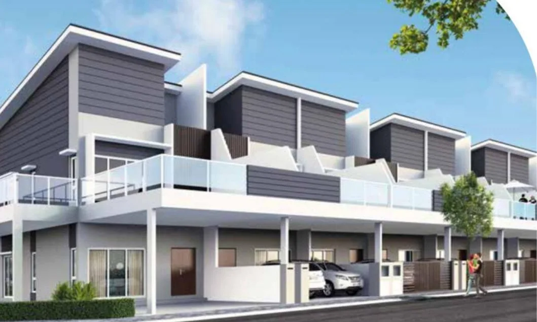 Artist's impression of the 20 x 70 ft double-storey terrace houses at Desa Tekkah Sentosa by Comfort Mainland Sdn Bhd, Taiping, Perak