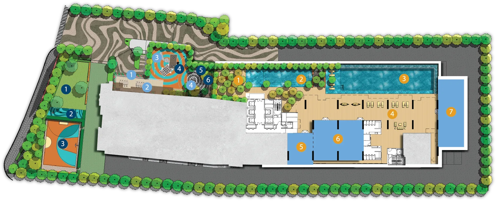 Facilities key plan for the Ground Floor, Level 8 and Level 9 schedules at D’Evia Residences @ Kwasa Damansara by EXSIM MX4 Sdn Bhd, Kwasa Damansara, Seksyen U4, Shah Alam, Selangor