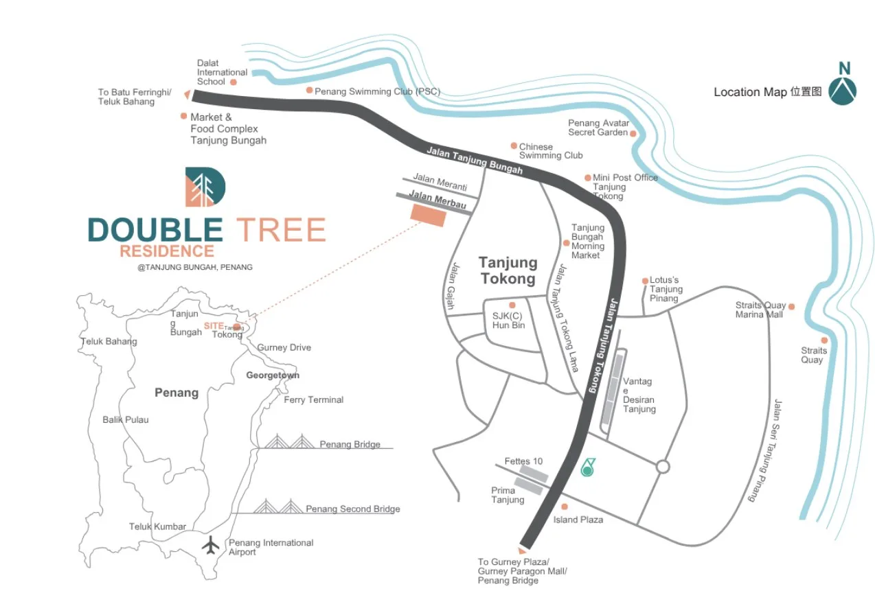 Double Tree Residence location map, Jalan Merbau, Tanjung Bungah, Penang