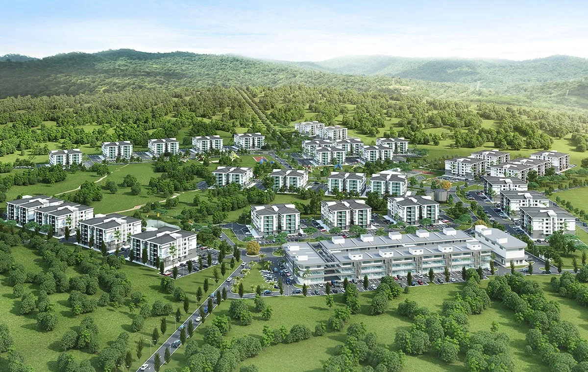 沙巴斗亚兰 Telipok E Residence 整个 40 英亩项目的鸟瞰效果图（发展商手册）