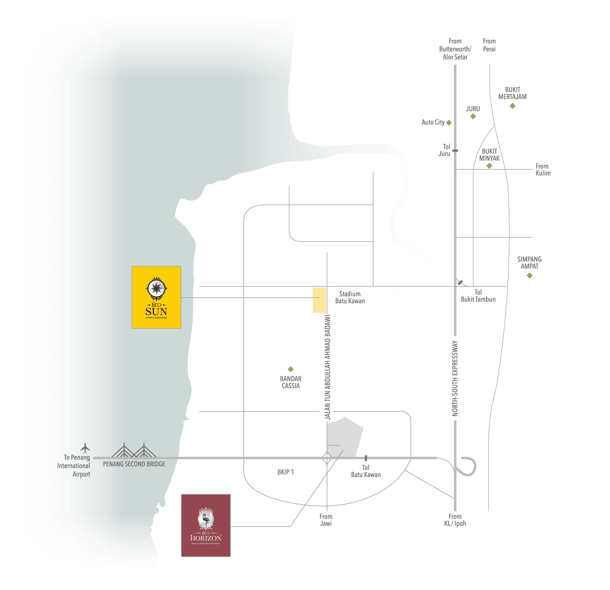 Eco Sun 位置图,槟城峇都加湾——发展商公布