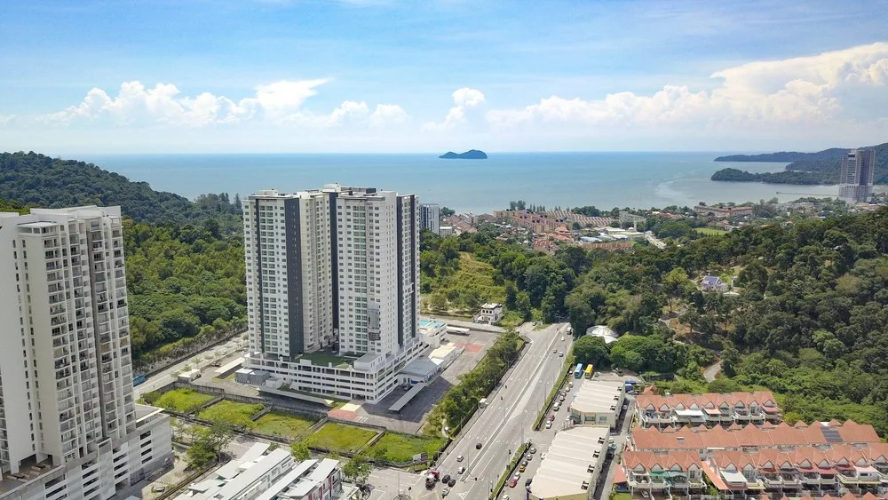 Emerald Residence and the Teluk Kumbar coast, aerial photo, Teluk Kumbar, Penang