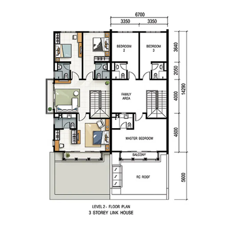 Ferringhi Hills Level 2 floor plan published by the developer, Batu Ferringhi, Penang