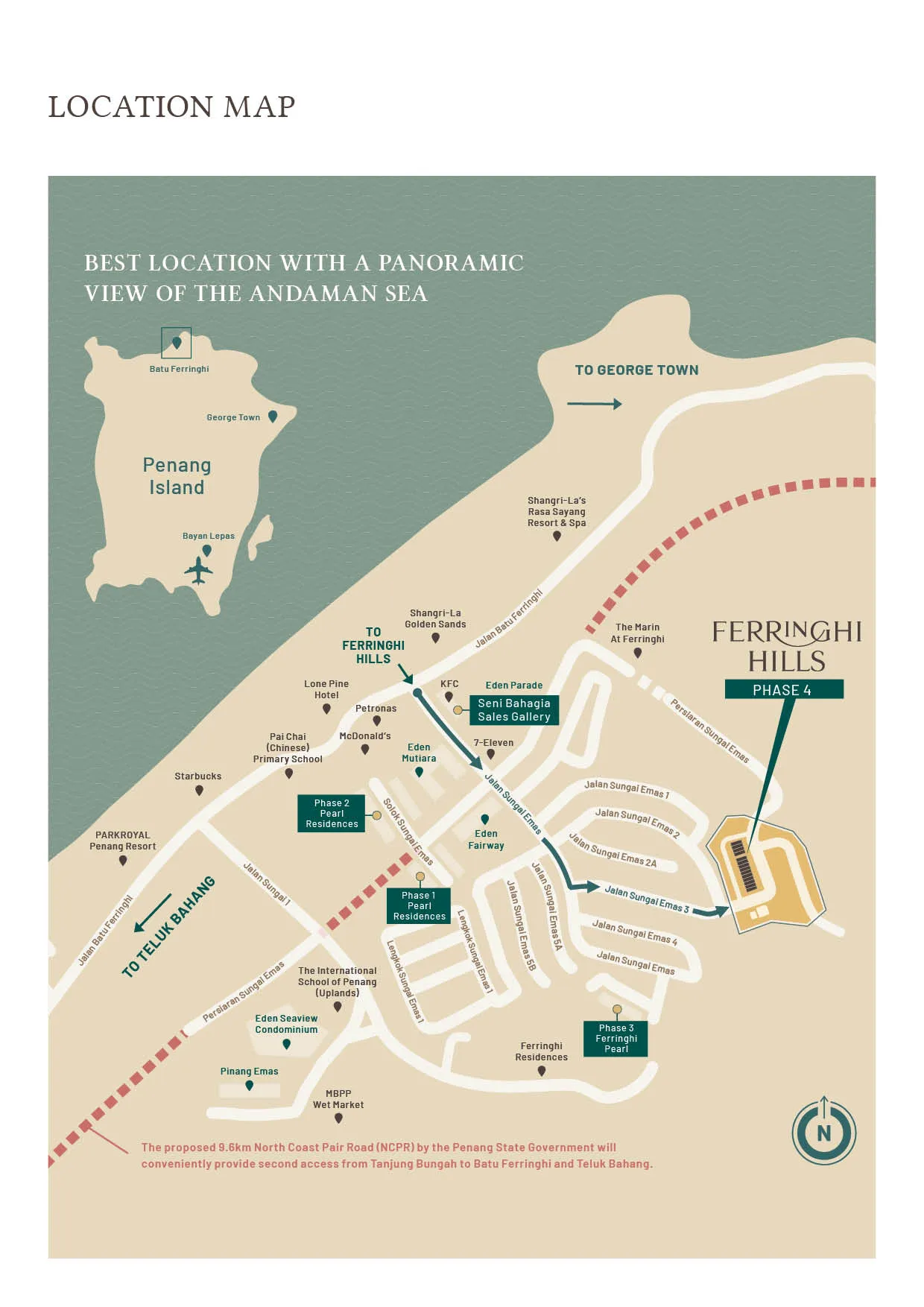 Ferringhi Hills location map published by the developer, Batu Ferringhi, Penang